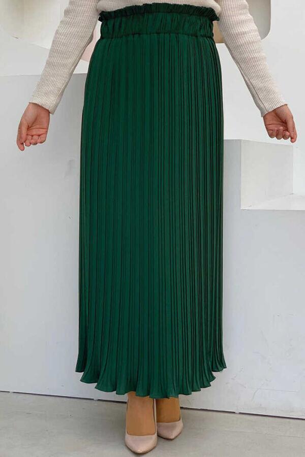 1143 Pleated Plain Skirt Emerald - 1