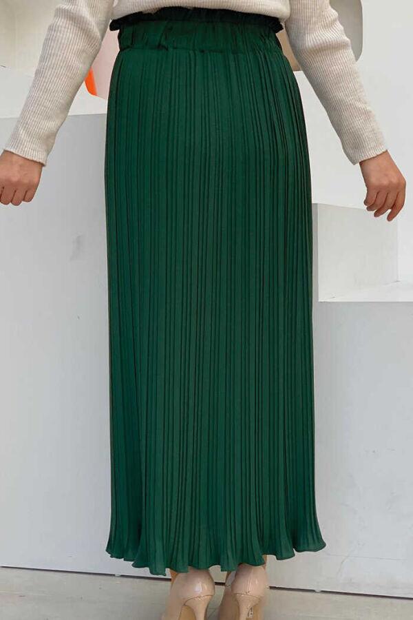 1143 Pleated Plain Skirt Emerald - 2