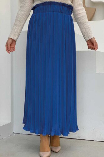 1143 Pleated Straight Skirt Indigo 