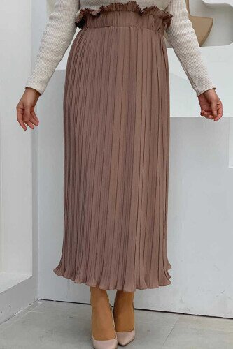 1143 Pleated Plain Skirt Mink 