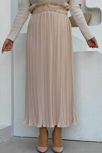 1143 Pleated Plain Skirt Stone - 1