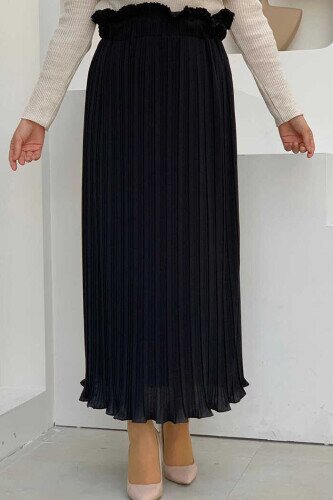 1143 Pleated Straight Skirt Black 