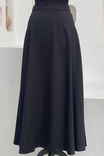 Waist Zippered Satin Mevlana Skirt 1187 Black 