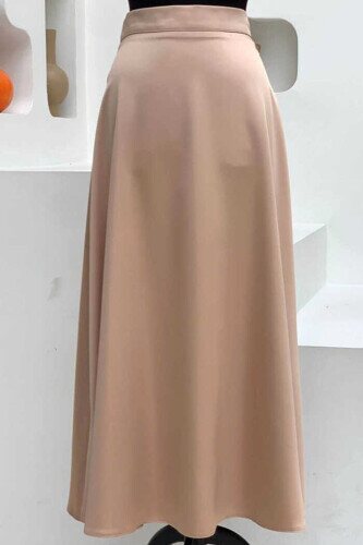 Waist Zippered Satin Mevlana Skirt 1187 Mink 