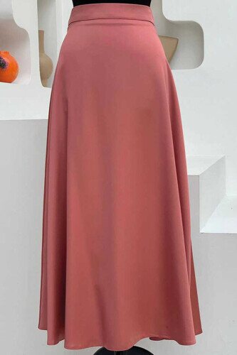 Waist Zippered Satin Mevlana Skirt 1187 Dried Rose 