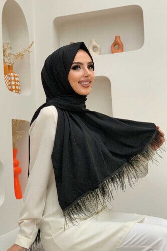 2019 Feather Shawl Black - 1