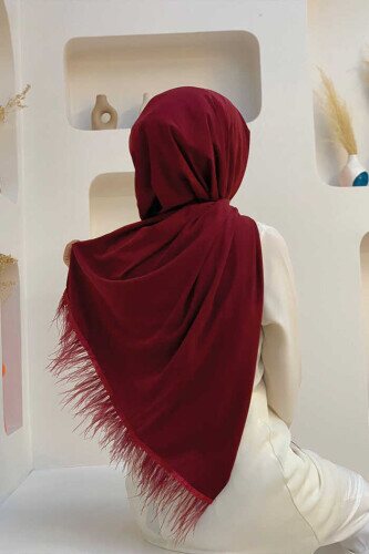 2019 Feather Shawl Claret Red - 3