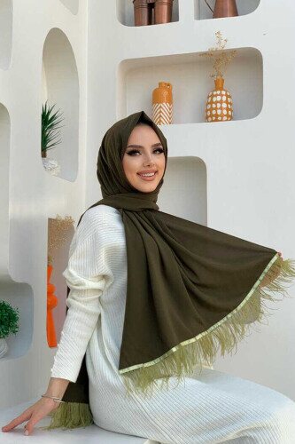 2019 Feather Shawl Khaki - 1