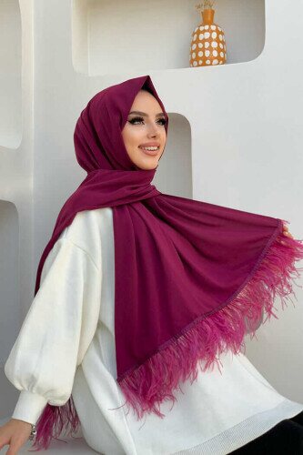 2019 Feather Shawl Plum - 1