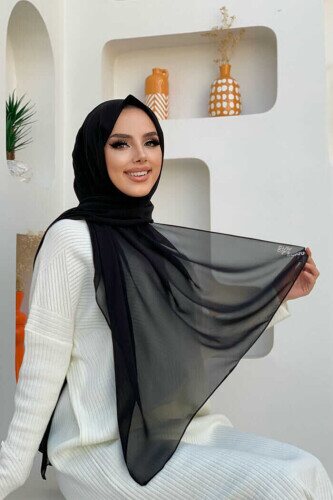 2019 Chiffon Shawl Black 