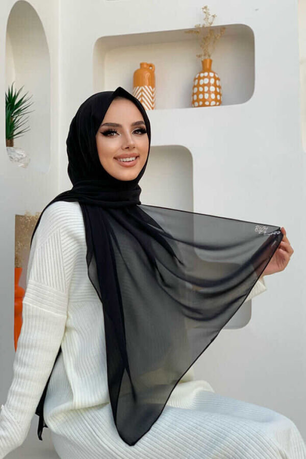 2019 Chiffon Shawl Black - 1