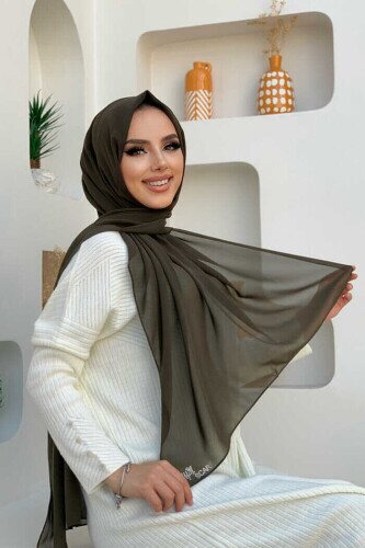 2019 Chiffon Shawl Khaki 