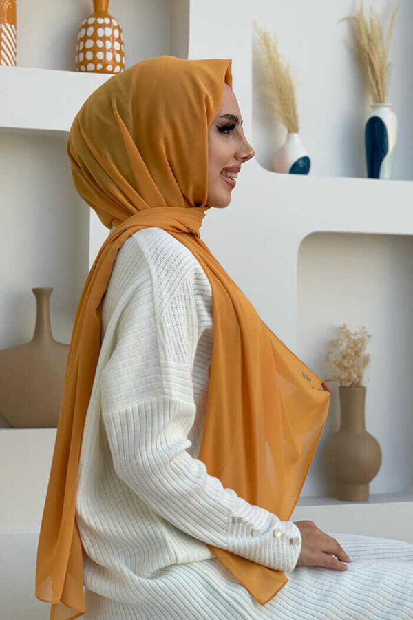 2019 Chiffon Shawl Mustard - 2