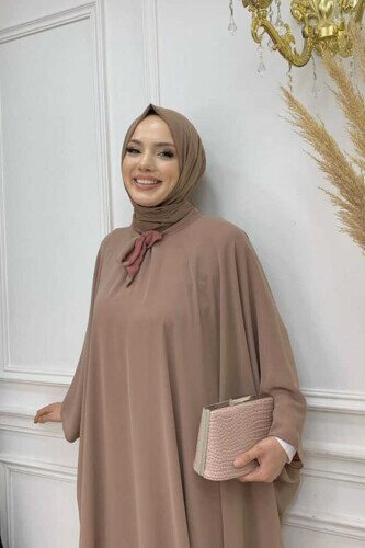 2227 Zweifarbige Chiffon Tunika Nerz - 4