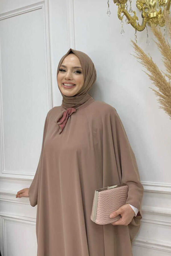 2227 Zweifarbige Chiffon Tunika Nerz - 4