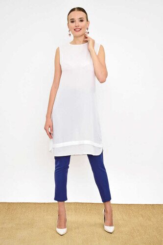 2340 Short Zero Sleeve Underwear Tunic Ecru - 1