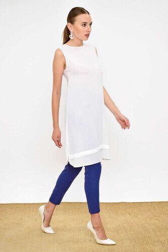 2340 Short Zero Sleeve Underwear Tunic Ecru - 3