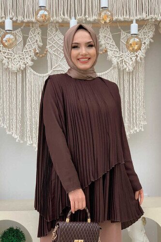 2363 Pleated Tunic Brown - 1