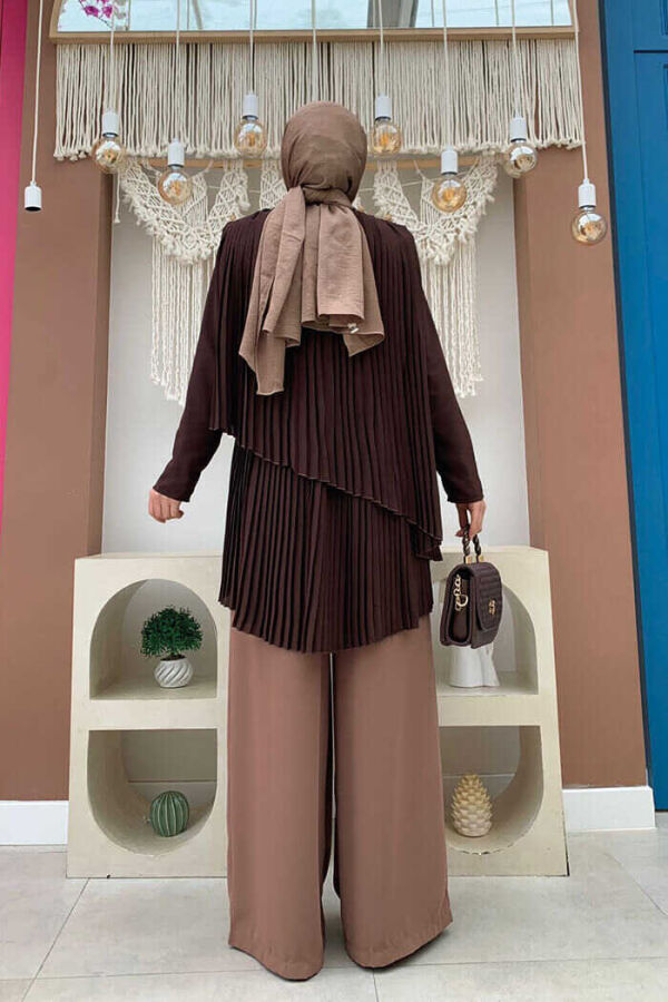 2363 Pleated Tunic Brown - 4