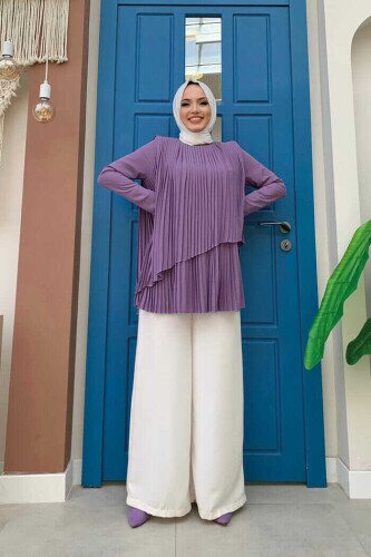 2363 Pleated Tunic Lilac - 3