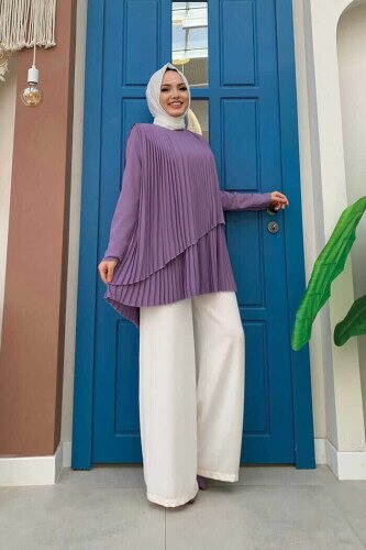 2363 Pleated Tunic Lilac - 4