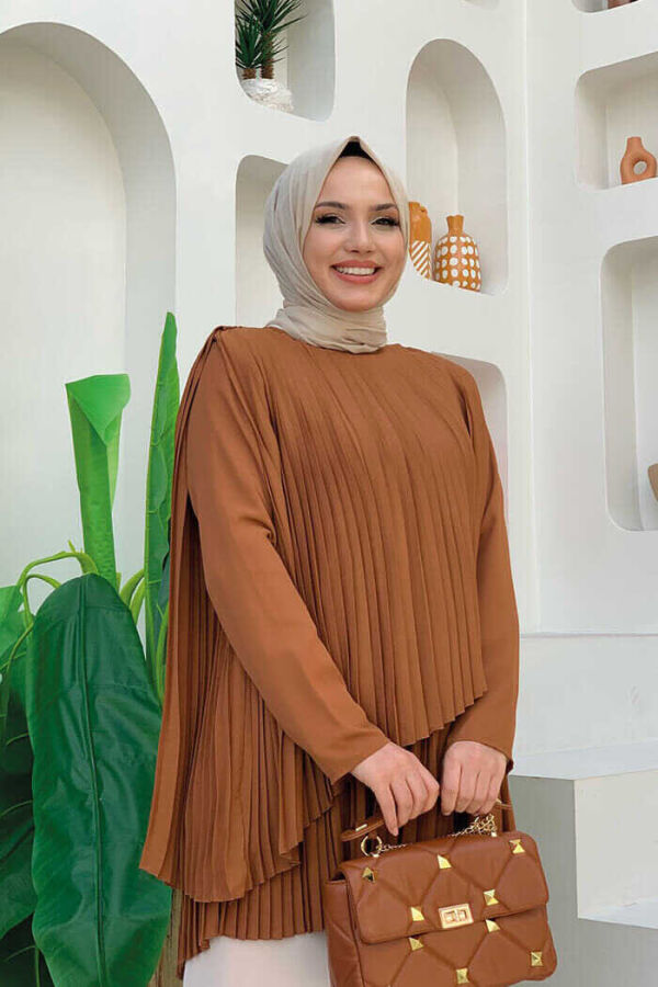 2363 Pleated Tunic Tobacco - 1