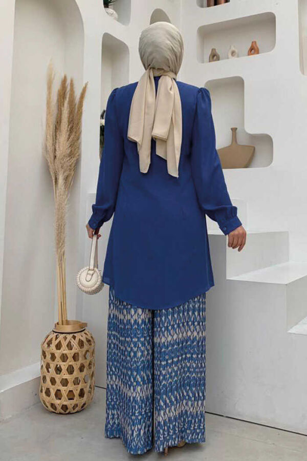 Tunika mit Button-Down-Ärmeln und Bündchen, Richterkragen, 2684 Indigo - 3