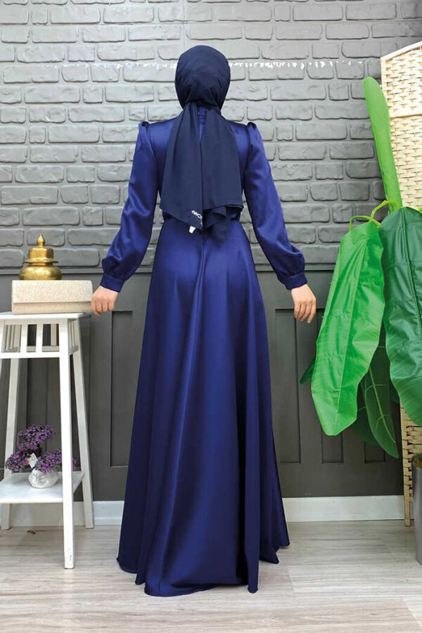 Brustteil, Lagenstreifen, Taillengürtel, Accessoire, Abendkleid 3792, Marineblau - 3