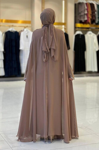 Elbise Abaya Takım 3921 Vizon - 2