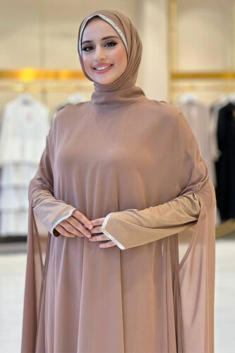 Elbise Abaya Takım 3921 Vizon - 4