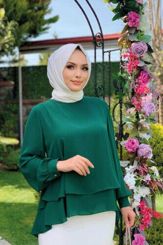 5148 Floor Chiffon Blouse Emerald 