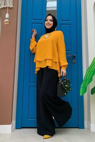 5148 Floor Chiffon Blouse Mustard 