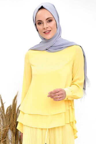 5148 Coat Chiffon Blouse Yellow 