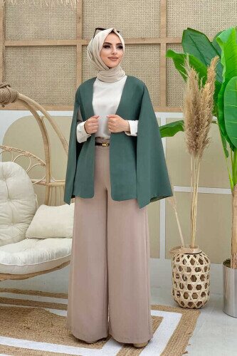 Прямая куртка Cape Sleeve Look 7666 Mint - 2