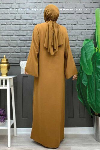 Steinbestickte Abaya mit Reißverschluss vorne 7806 Taba - 2