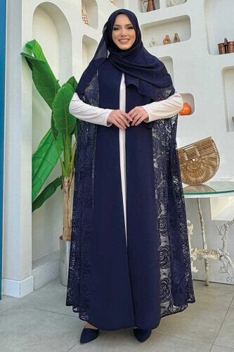 Dantel Abaya 7884 Lacivert 