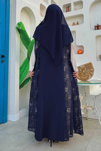 Dantel Abaya 7884 Lacivert - 2