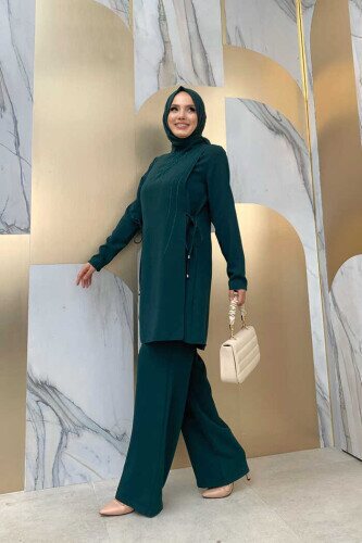 8447 Stone-printed Trouser Suit Emerald - 2